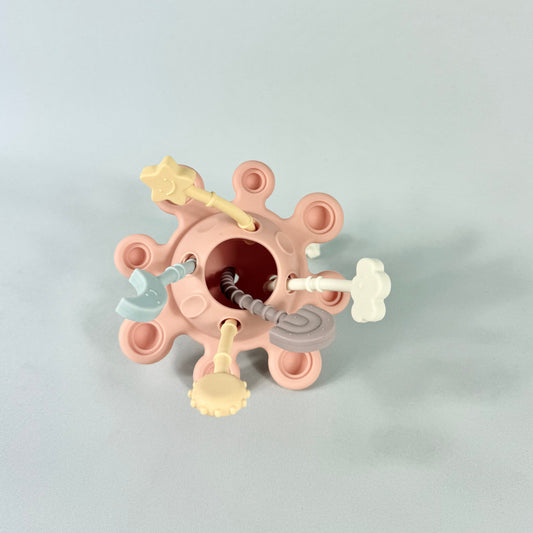 Silicone Pull & Pop Sensory Toy - Coral
