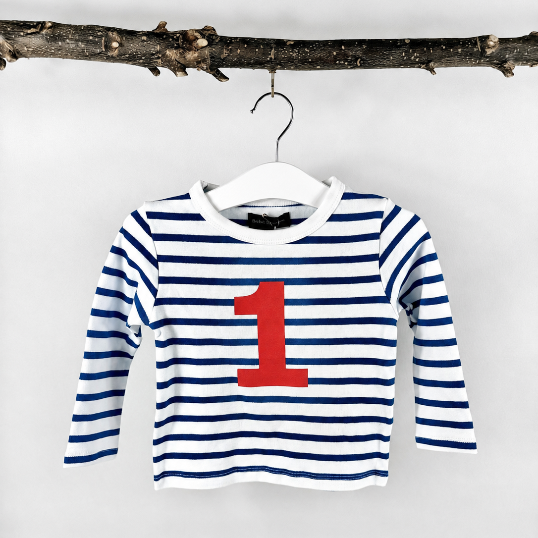 Number 1 Top - Blue & White Stripe