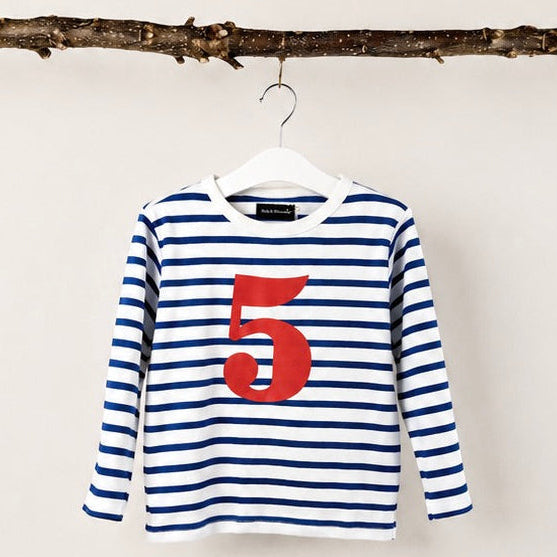 Number 5 Top - Blue & White Stripe