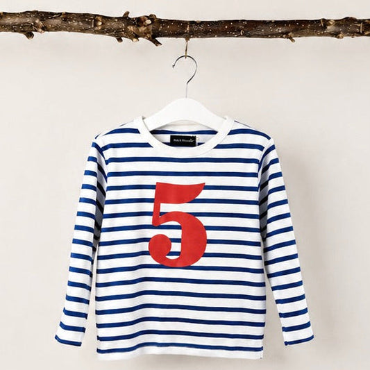 Number 5 Top - Blue & White Stripe