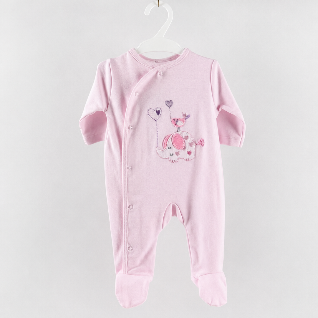 Pink Elephant & Bird Sleepsuit