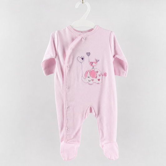 Pink Elephant & Bird Sleepsuit