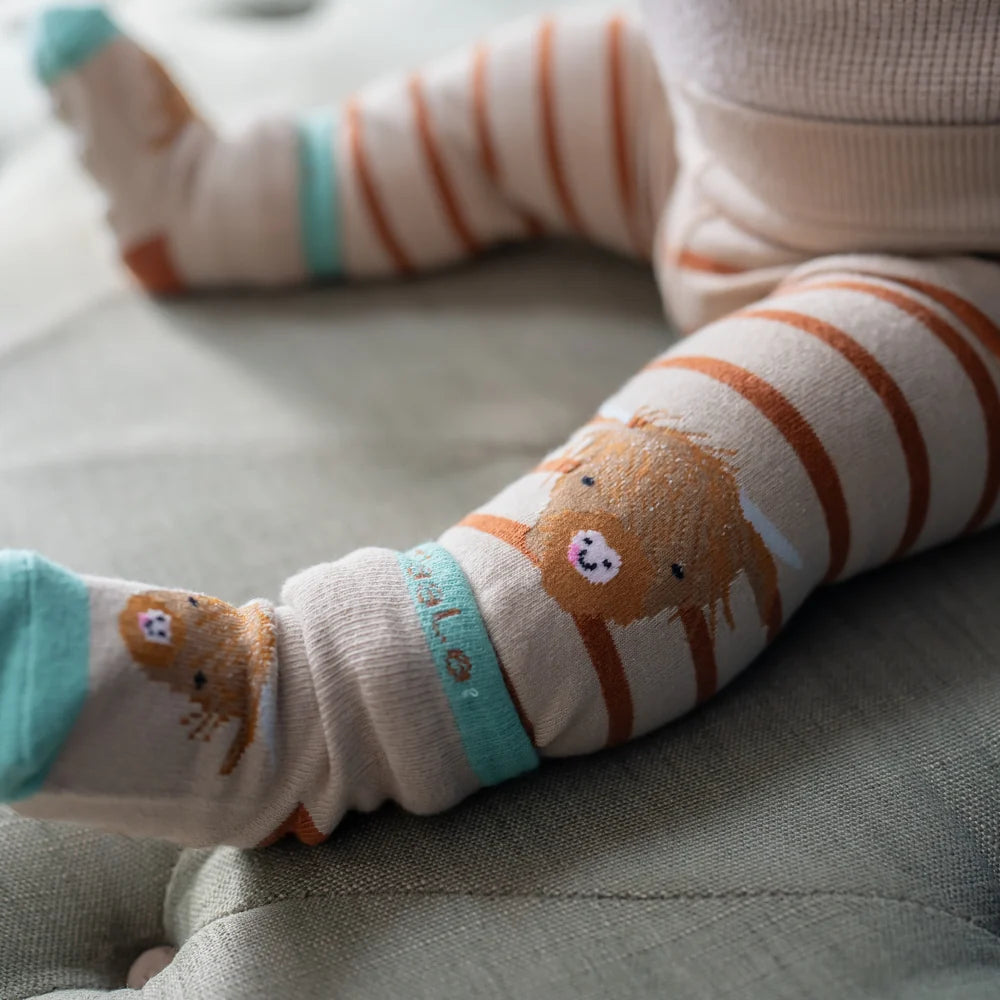 Knitted Highland Cow Leggings & Socks Set
