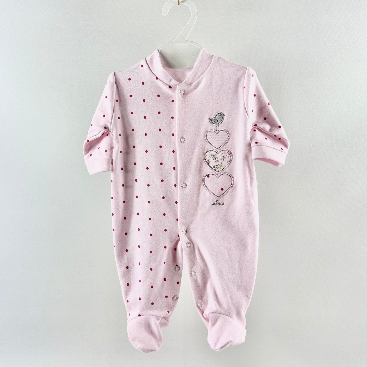 Triple Heart Sleepsuit - Pink