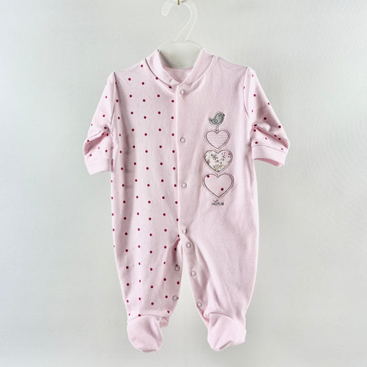 Triple Heart Sleepsuit - Pink
