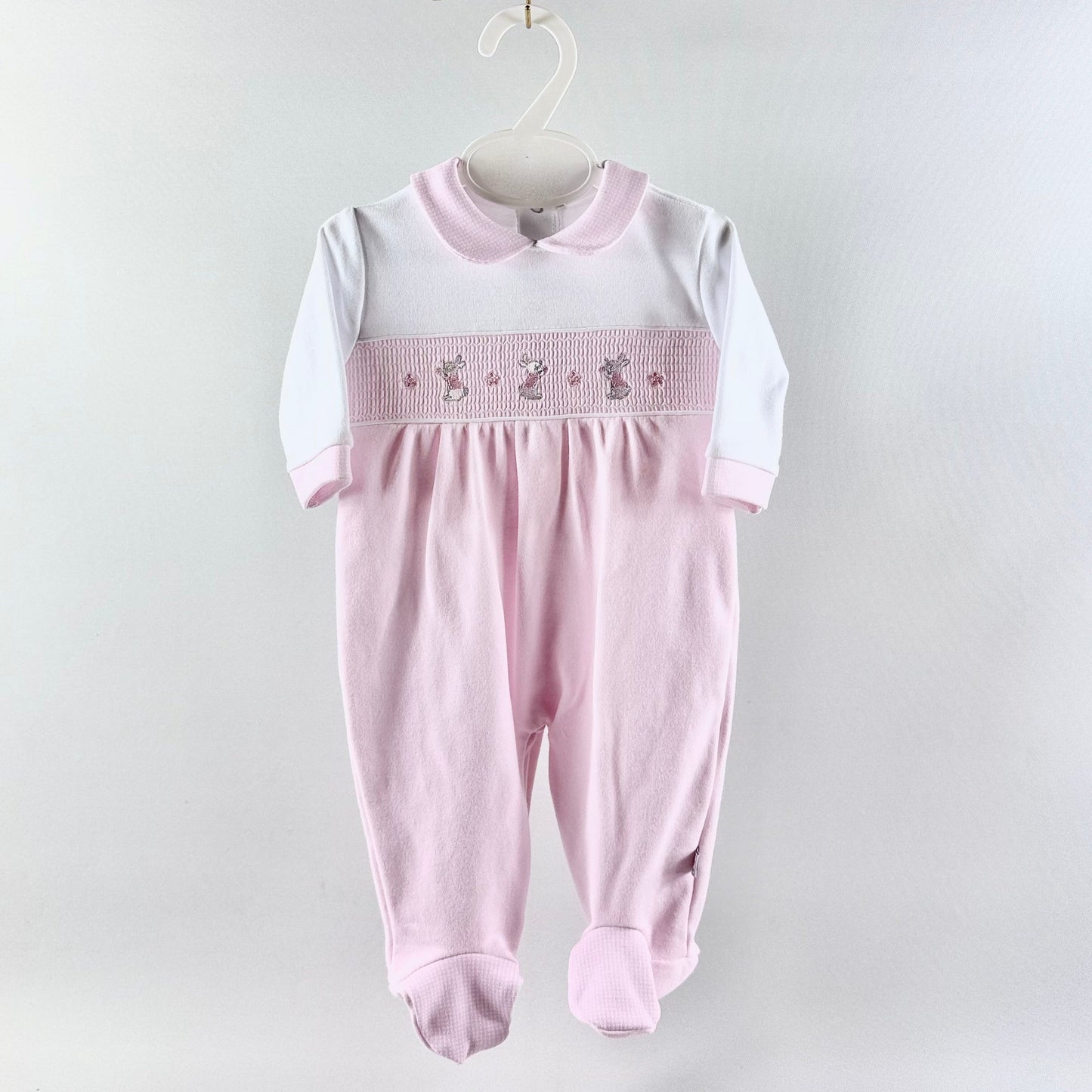 Bunny Sleepsuit - Pink & White