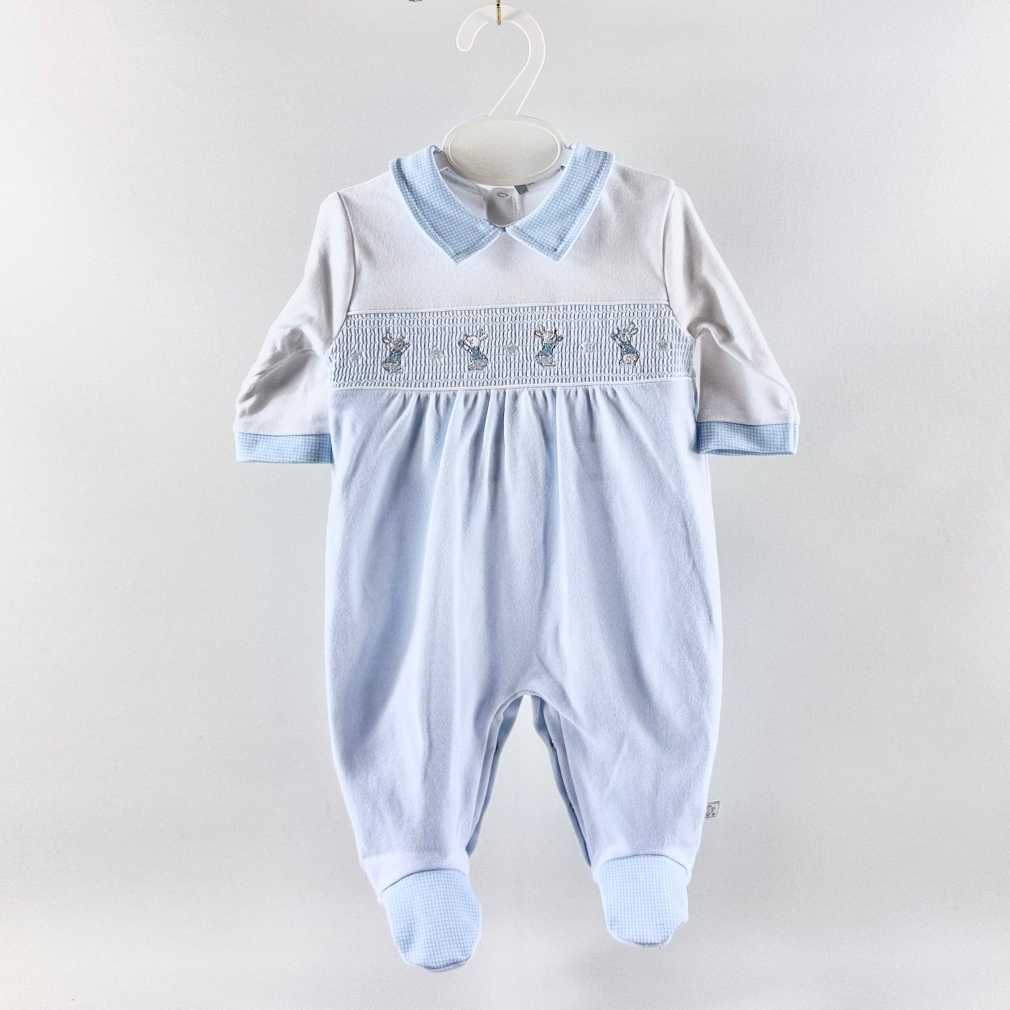 Bunny Sleepsuit - Blue & White