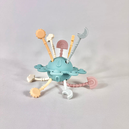 Silicone Pull & Pop Sensory Toy - Blue