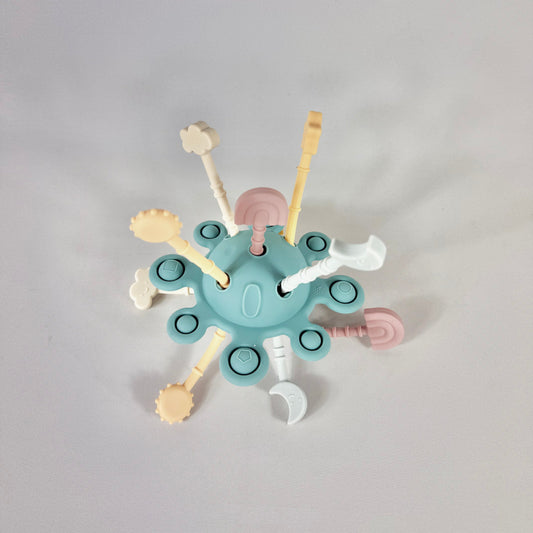 Silicone Pull & Pop Sensory Toy - Blue