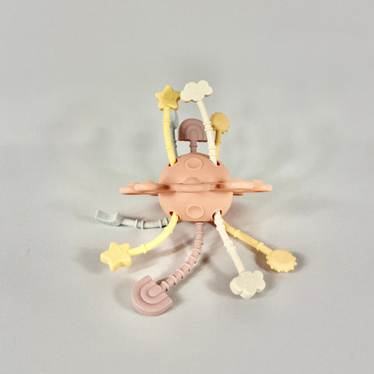 Silicone Pull & Pop Sensory Toy - Coral