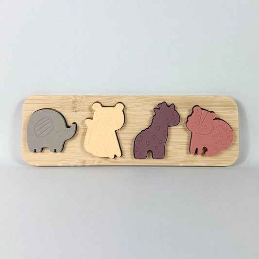 Silicone Safari Animal Matching Puzzle & Teether Set