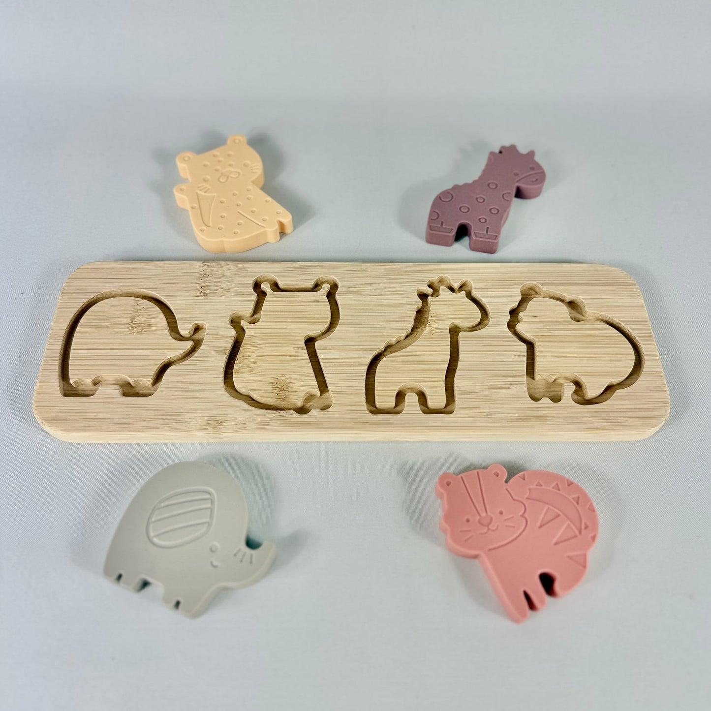 Silicone Safari Animal Matching Puzzle & Teether Set