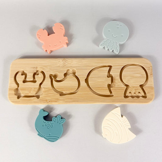Silicone Sea Life Animal Matching Puzzle & Teether Set