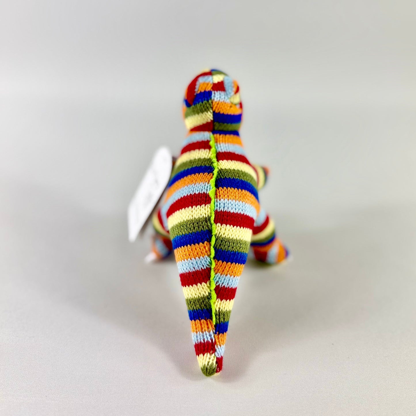 Knitted Stripe T-Rex Dinosaur - Small - Rattle