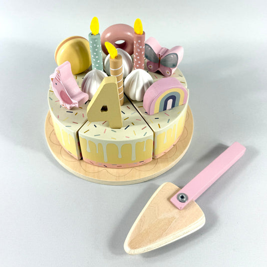 Wooden Birthday Cake - Pink