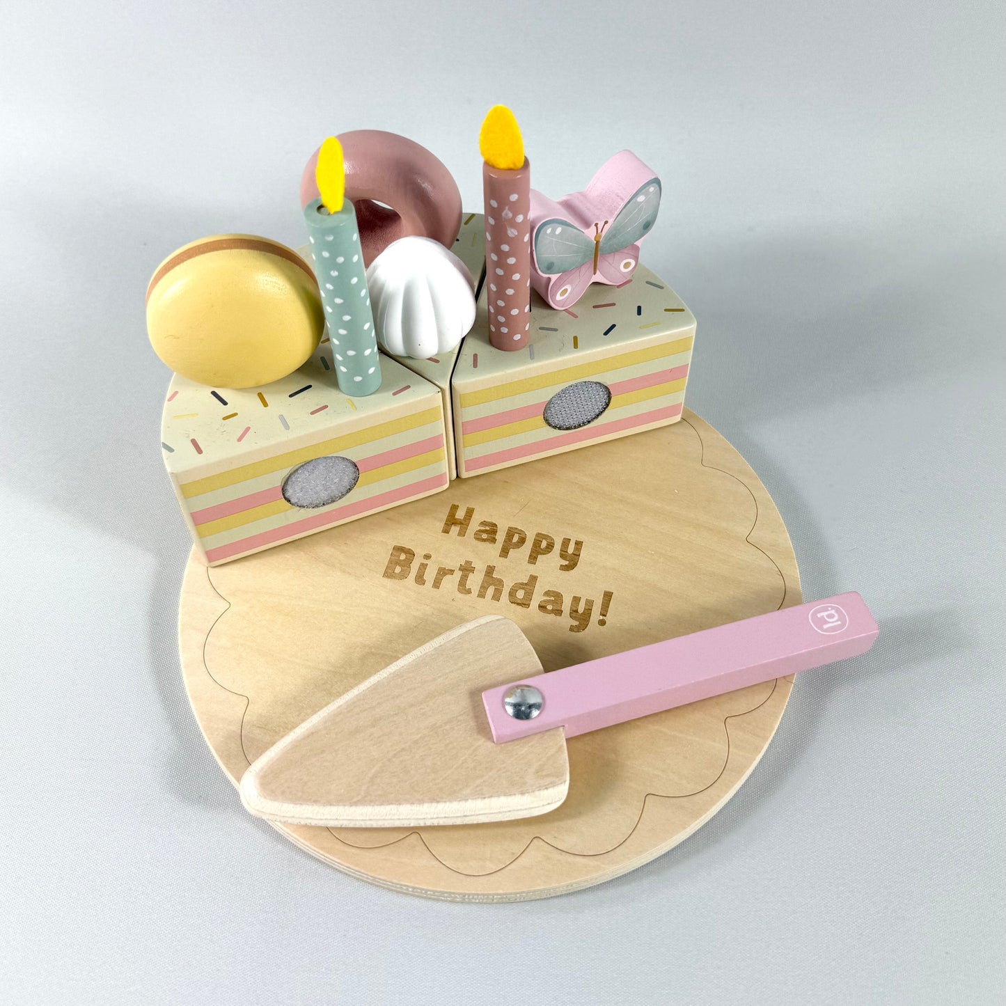 Wooden Birthday Cake - Pink