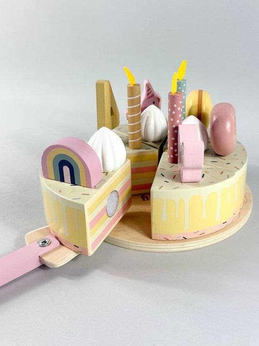 Wooden Birthday Cake - Pink