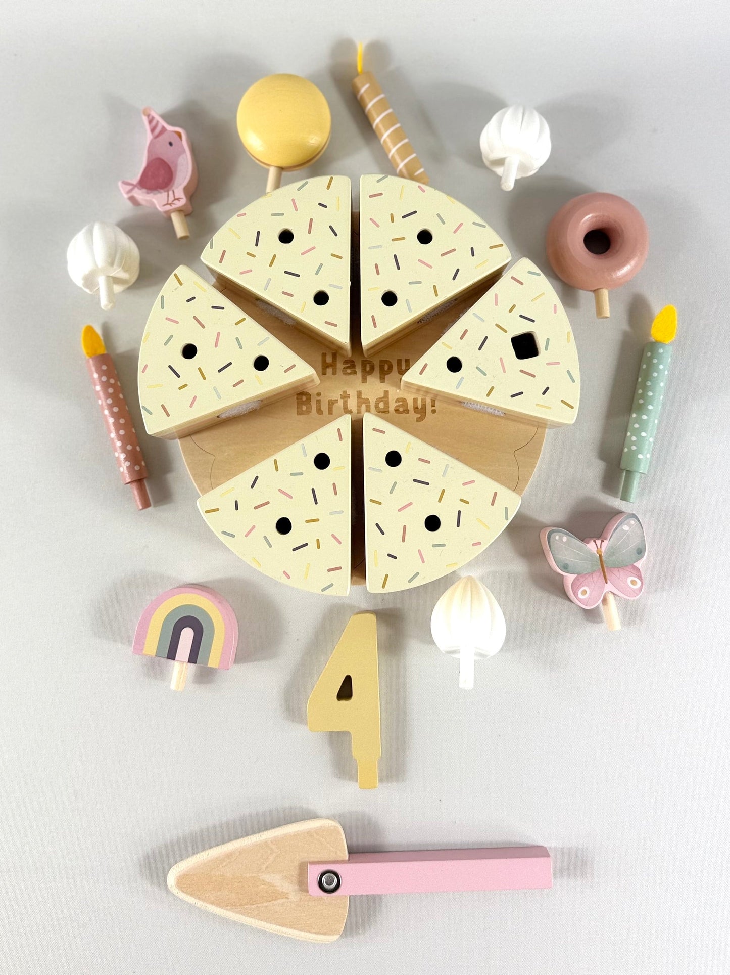 Wooden Birthday Cake - Pink