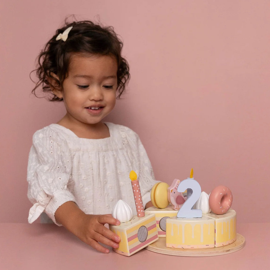 Wooden Birthday Cake - Pink