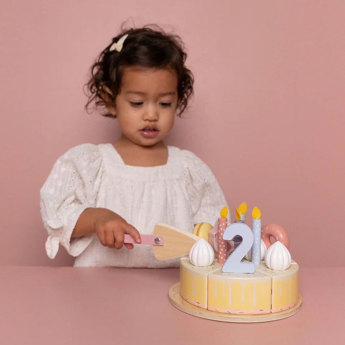 Wooden Birthday Cake - Pink