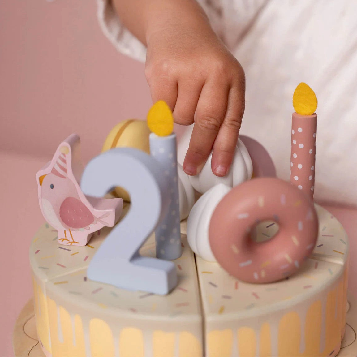 Wooden Birthday Cake - Pink