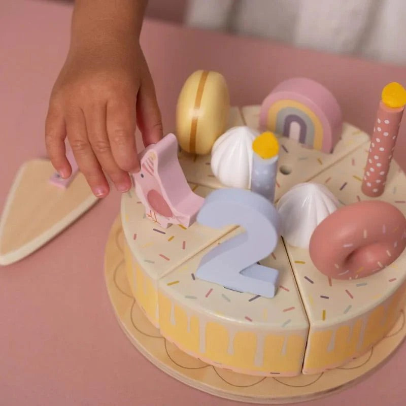 Wooden Birthday Cake - Pink
