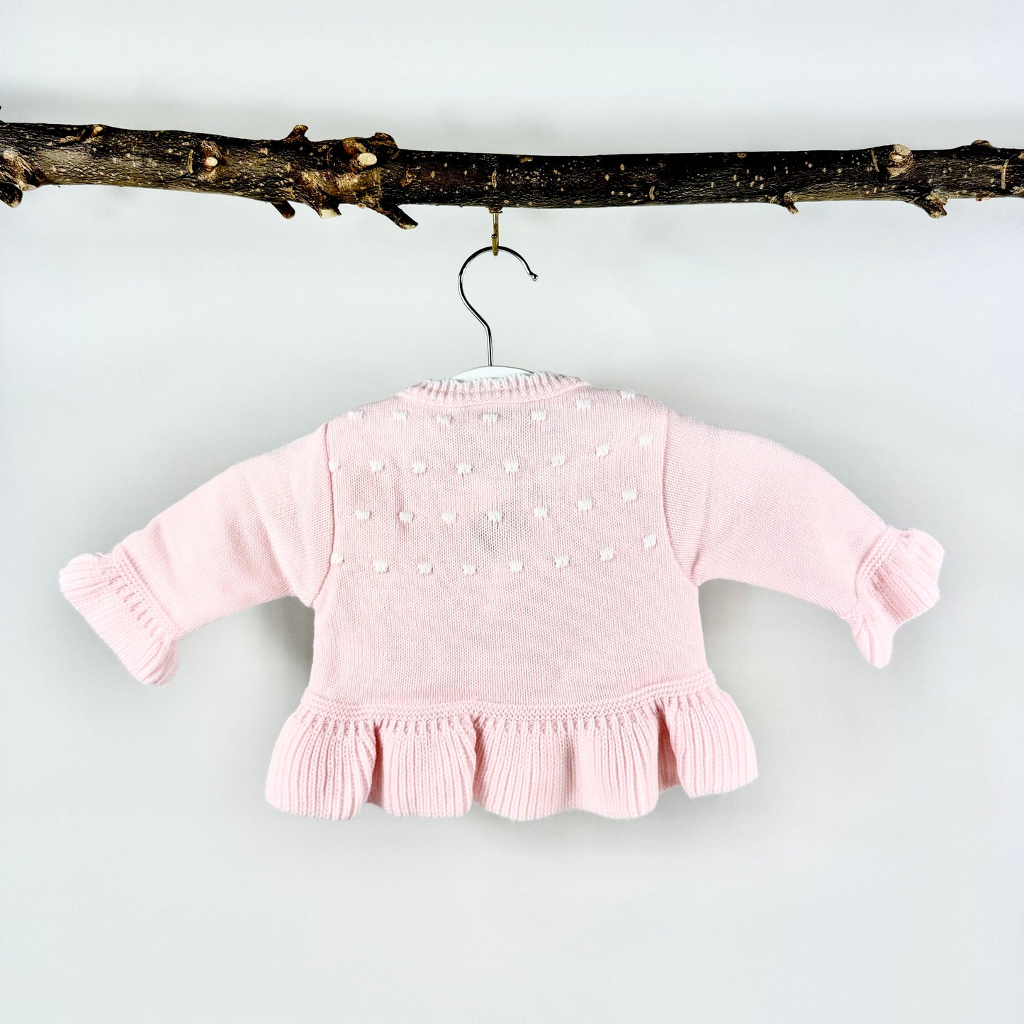 Pink Ruffle Hem Cardigan