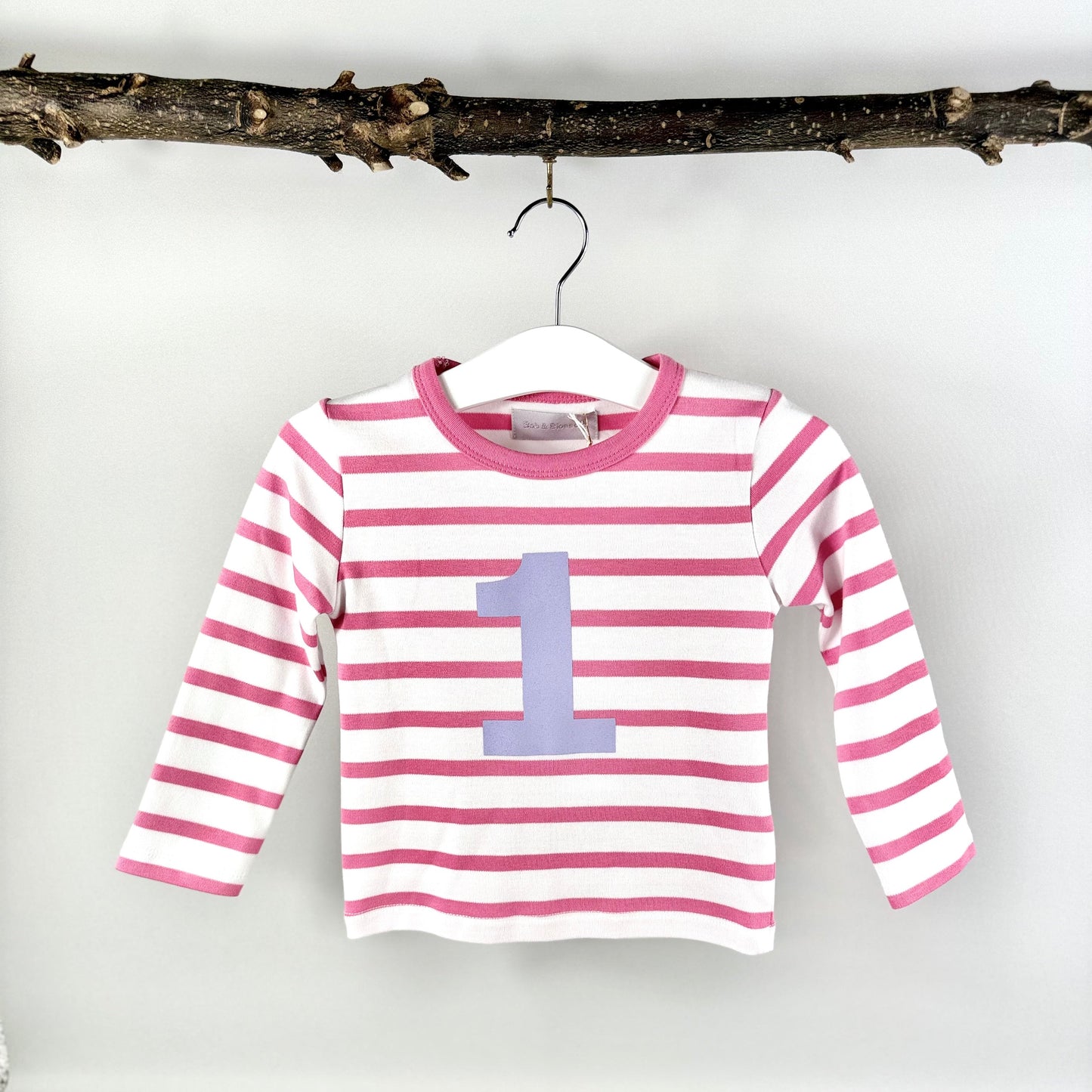 Number 1 Top - Pink & White Stripe