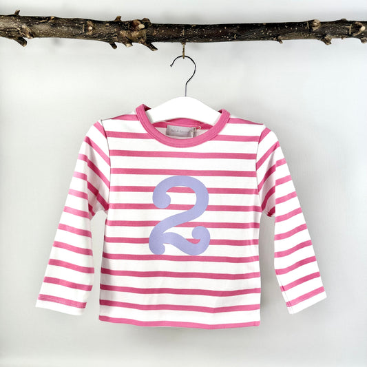 Number 2 Top - Pink & White Stripe