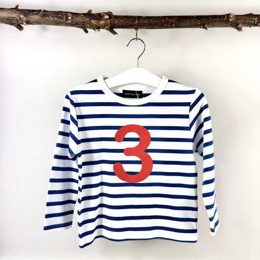 Number 3 Top - Blue & White Stripe