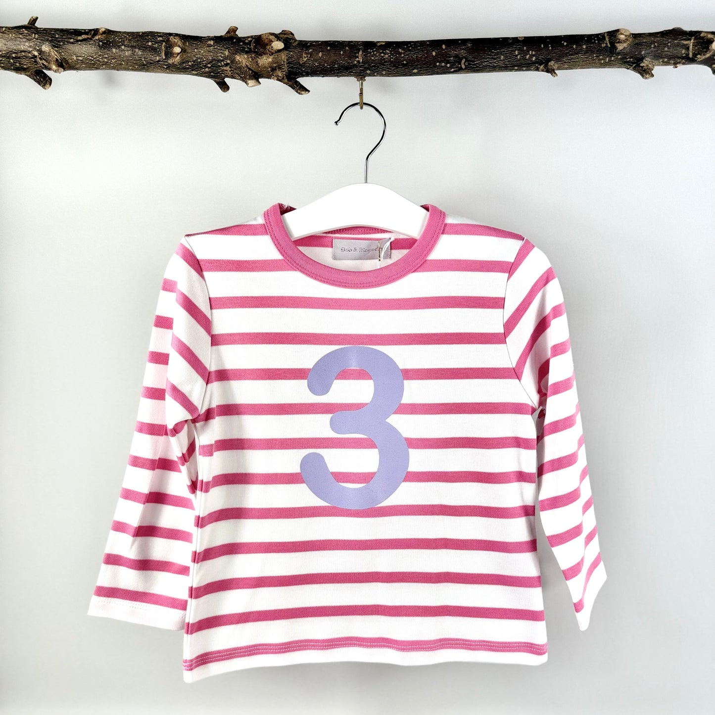 Number 3 Top - Pink & White Stripe