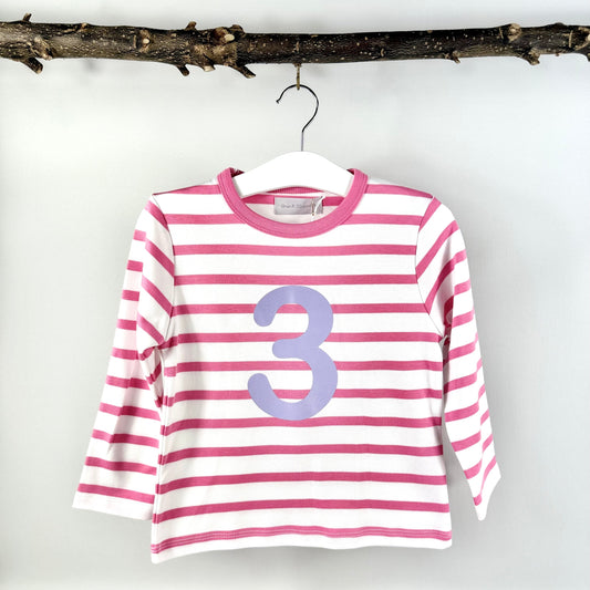 Number 3 Top - Pink & White Stripe