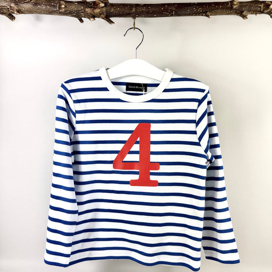 Number 4 Top - Blue & White Stripe
