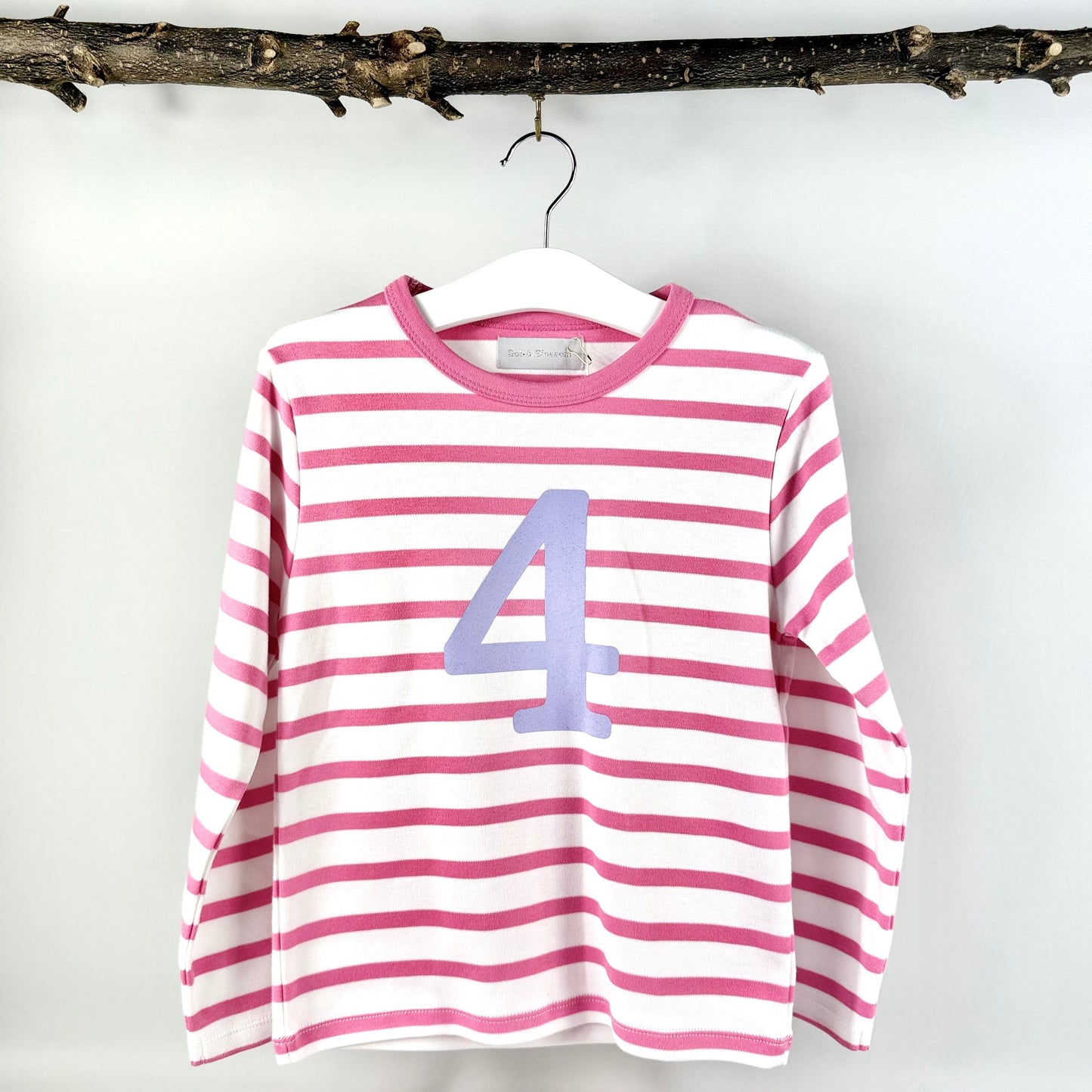 Number 4 Top - Pink & White Stripe