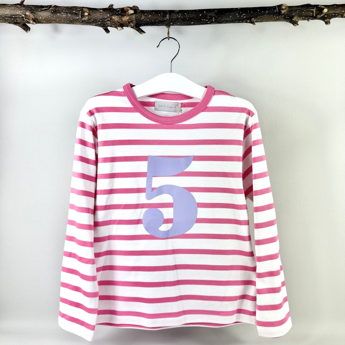 Number 5 Top - Pink & White Stripe