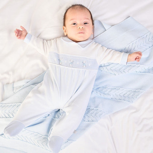 Bunny Sleepsuit - Blue & White