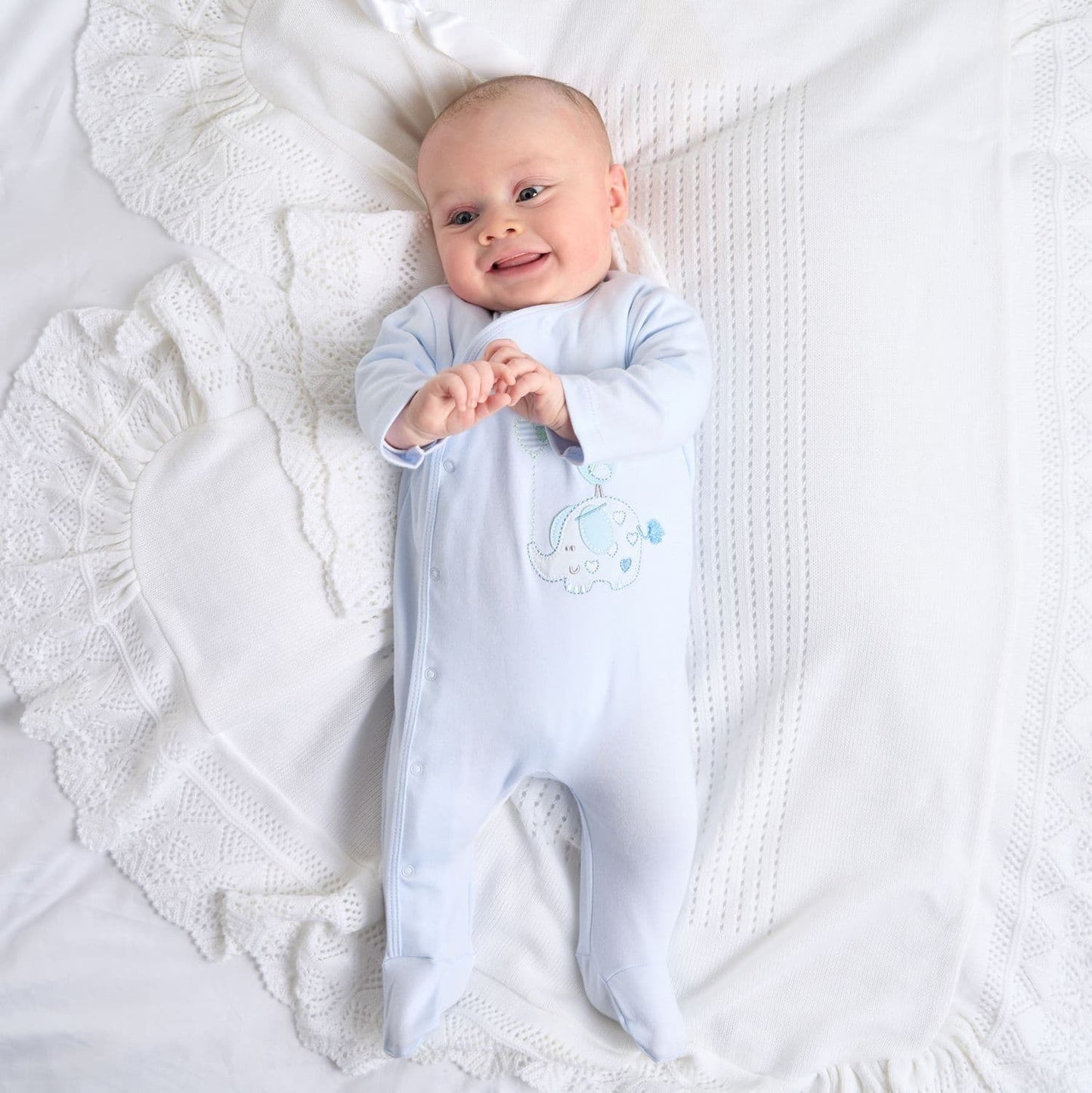 Elephant & Bird Sleepsuit - Blue