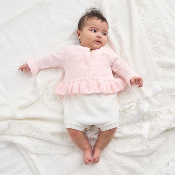 Pink Ruffle Hem Cardigan