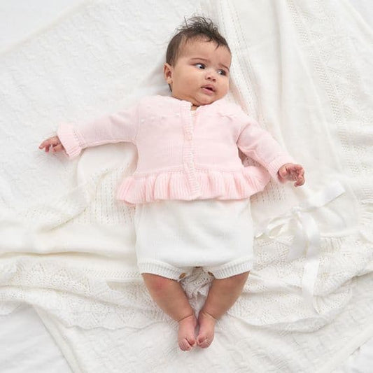 Pink Ruffle Hem Cardigan