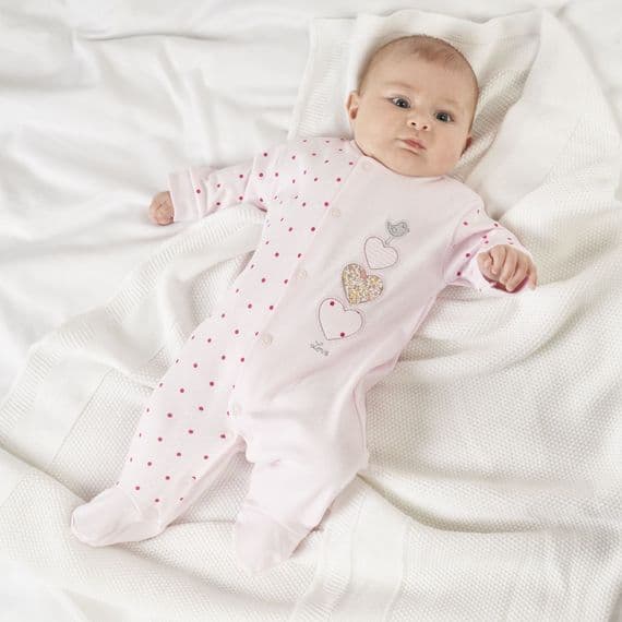 Triple Heart Sleepsuit - Pink
