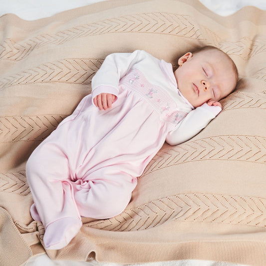 Bunny Sleepsuit - Pink & White