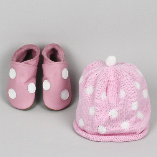 Pink Polka Dot Hat & Shoes