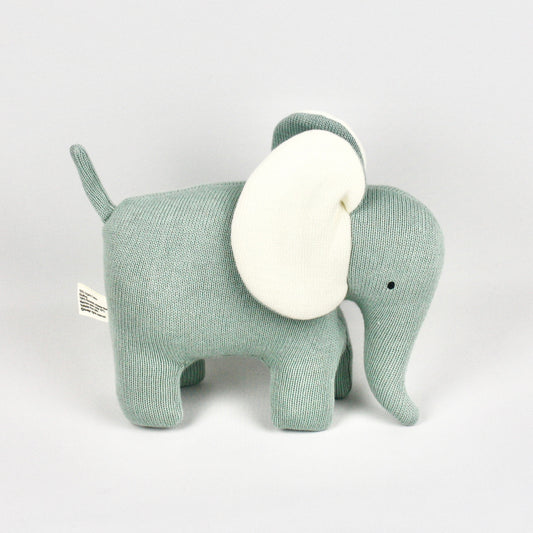 Organic Large Teal Elephant Knitted Soft Toy