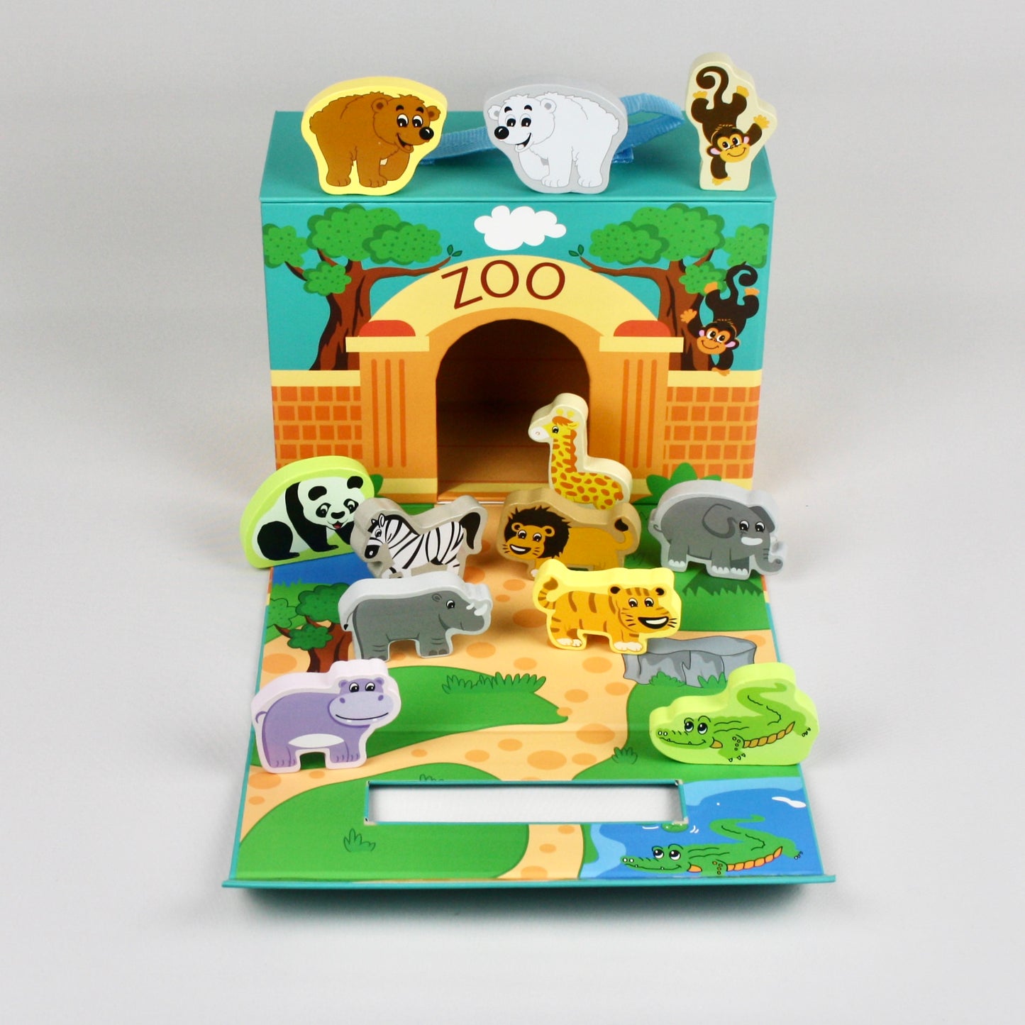 Foldaway Zoo with Wooden Animals