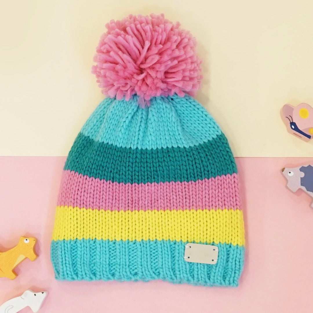 Pastel Stripes Bobble Hat