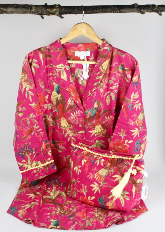 Hot Pink Chinoiserie Nightshirt and Toiletries Bag