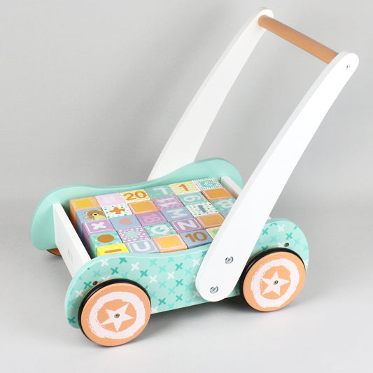 Wooden Baby Walker with Blocks