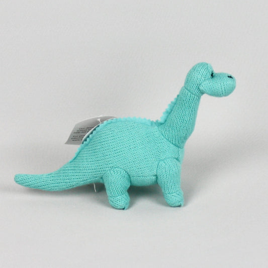 Ice Blue Diplodocus Knitted Soft Toy Rattle