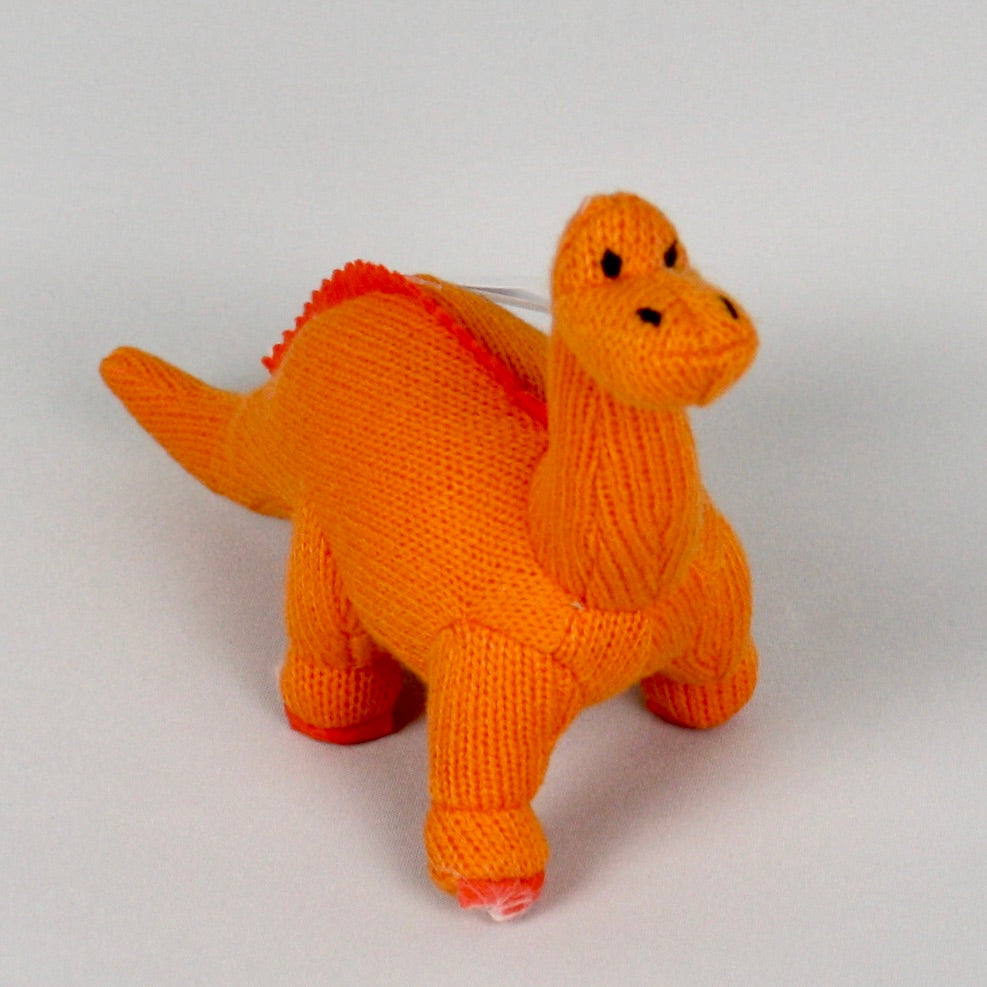 Orange Diplodocus Knitted Soft Toy Rattle