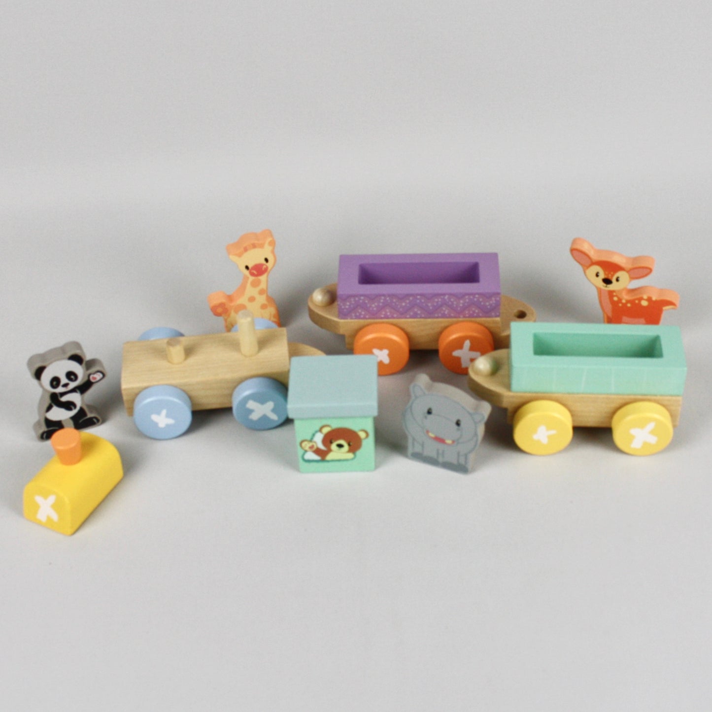 Wooden Train Set with Animals